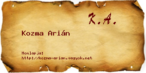 Kozma Arián névjegykártya