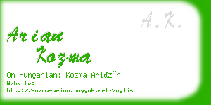 arian kozma business card
